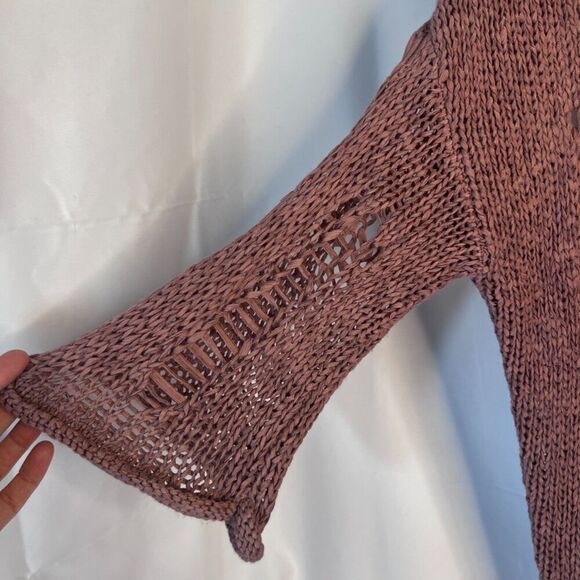 She & Sky Mauve Pink Oversized Destructed Distressed Knit Boho Sweater One Size‎ - Picture 5 of 8